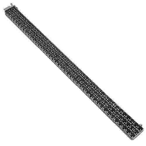 10K Solid White Gold Mens Black Diamond Bracelet 47.50 Ctw