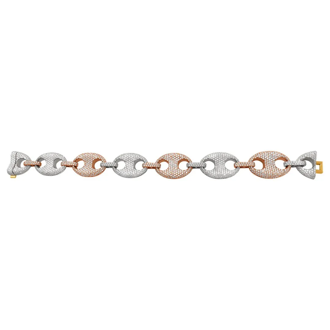 14K Gold Diamond Gucci Puff Link Bracelet 12 cwt.