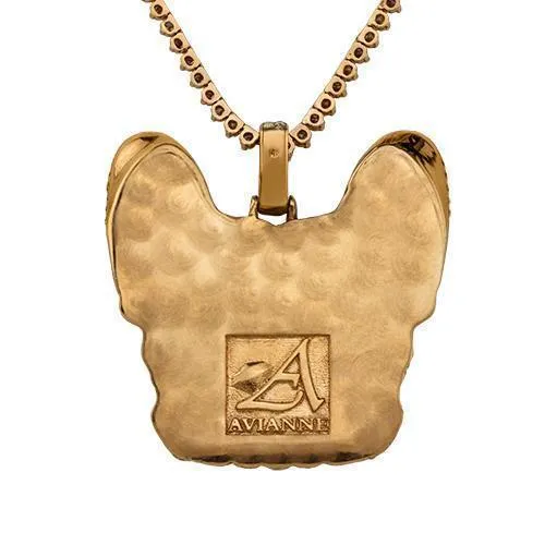 14k Rose Gold Diamond French Bulldog Pendant 10.68 Ctw