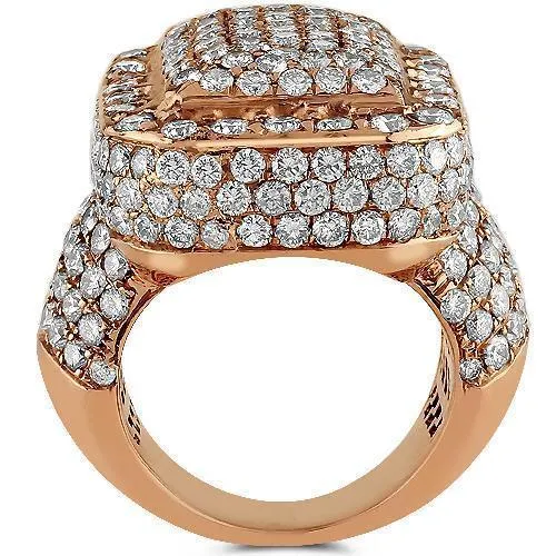 14K Rose Solid Gold Diamond Mens Ring 7.62 Ctw