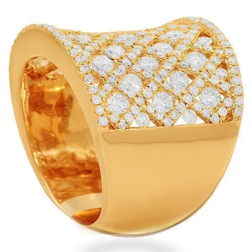 14K Solid Rose Gold Womens Diamond Cocktail Ring 2.79 Ctw