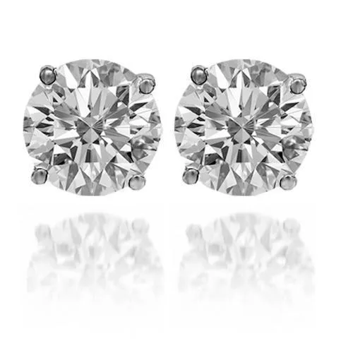 14K Solid White Gold Clarity Enhanced Diamond Solitaire Stud Earrings 4.50 Ctw