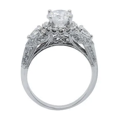 14k Solid White Gold Diamond Engagement Ring