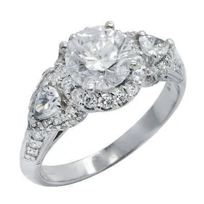 14k Solid White Gold Diamond Engagement Ring