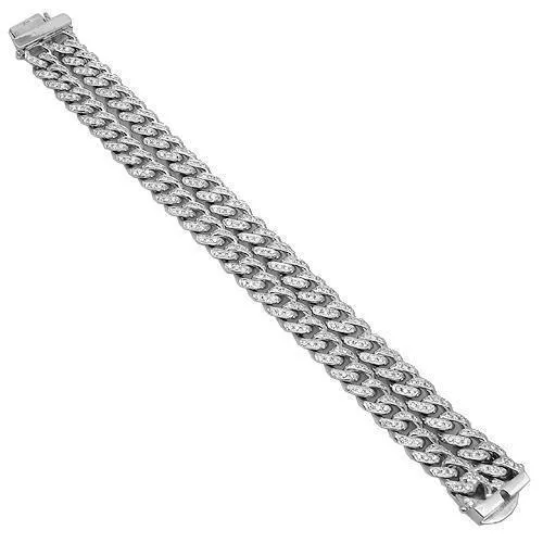 14K Solid White Gold Two Rows Mens Diamond Cuban Bracelet 8.50 Ctw