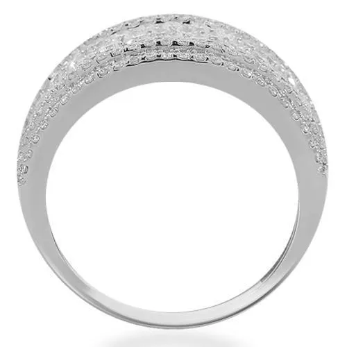 14K Solid White Gold Womens Diamond Cocktail Ring 1.92 Ctw