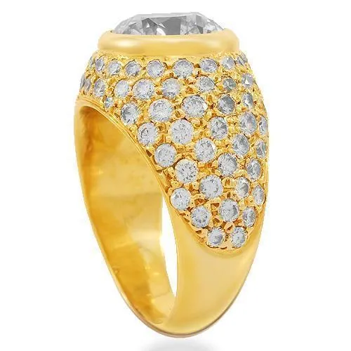 14K Solid Yellow Gold Mens Diamond Ring 10.01 Ctw