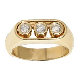 14K Three Diamond Yellow Gold Mens Diamond Pinky Ring 0.49 Ctw