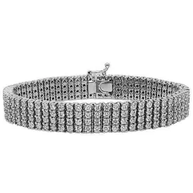 14K White Solid Gold Mens Diamond Bracelet 15.50 Ctw