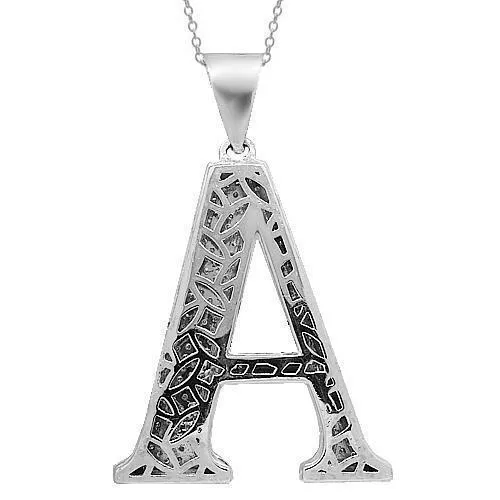 14K White Solid Gold Mens Diamond Initial Letter A Pendant 15.50 Ctw