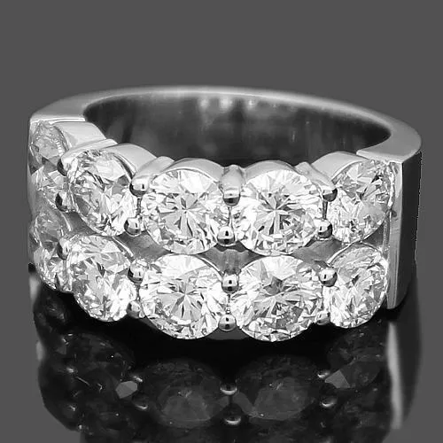 14K White Solid Gold Womens Diamond Wedding Ring Band 4.27 Ctw