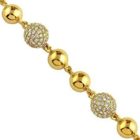 14k Yellow Gold Diamond Ball Bead Chain 23.00 Ctw