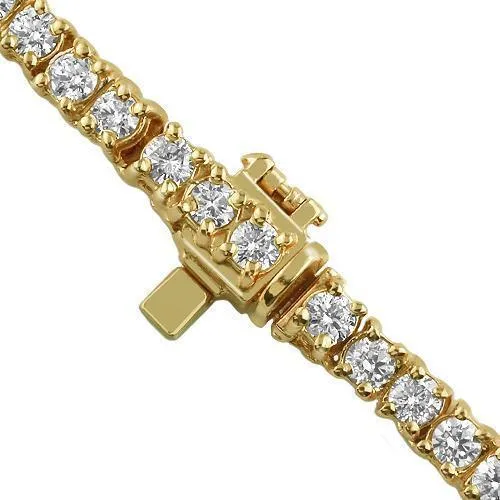 14k Yellow Gold Diamond Tennis Chain 4 mm 21.89 Ctw