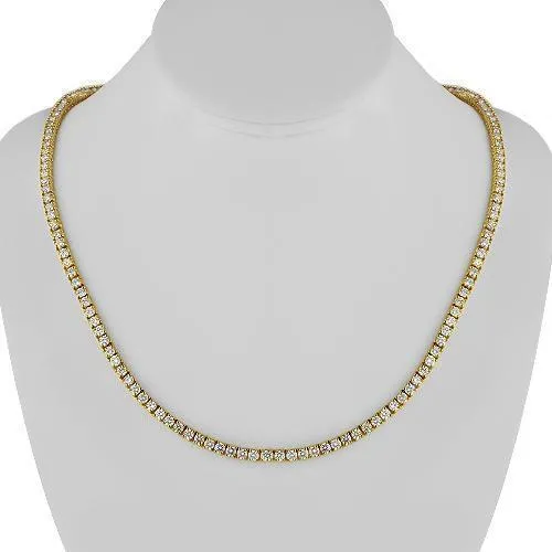 14k Yellow Gold Diamond Tennis Chain 4 mm 21.89 Ctw