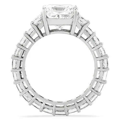 18k White Gold Diamond Princess Cut Eternity Ring Set 14.43 Ctw