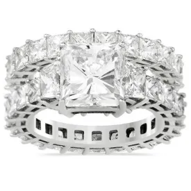 18k White Gold Diamond Princess Cut Eternity Ring Set 14.43 Ctw