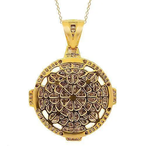 18K Yellow Solid Gold Mens Diamond Pendant 13.25 Ctw