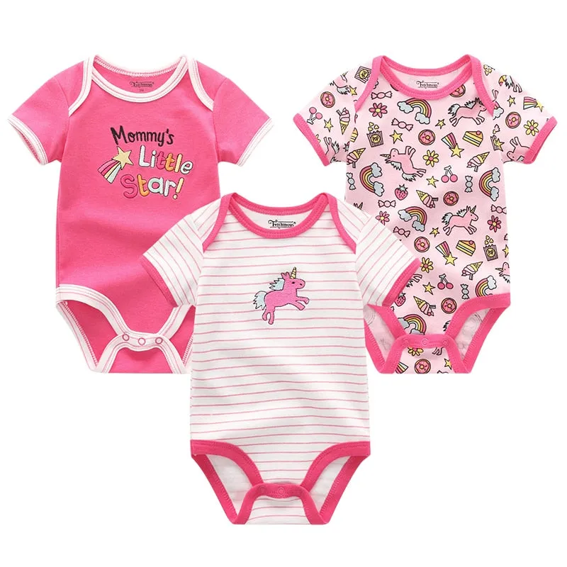 3 Pieces Baby Unisex Cotton Rompers/Jumpsuits