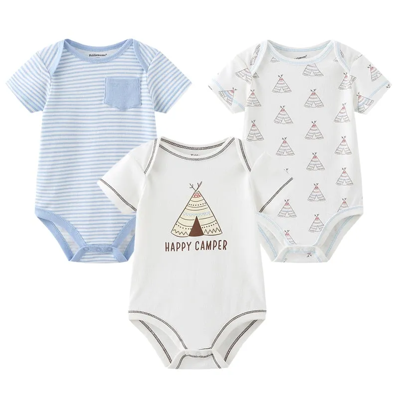 3 Pieces Baby Unisex Cotton Rompers/Jumpsuits