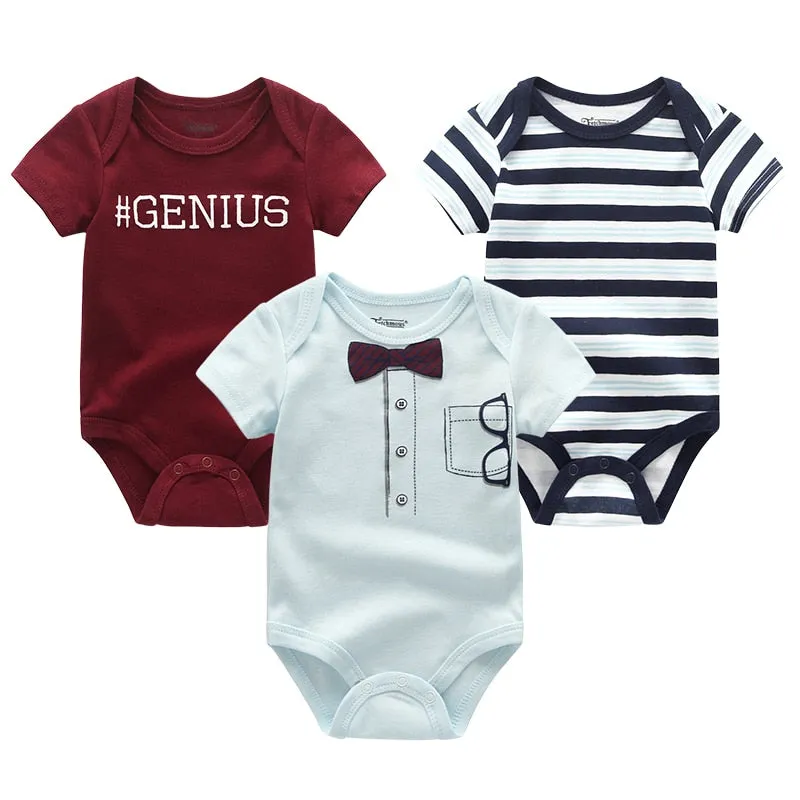 3 Pieces Baby Unisex Cotton Rompers/Jumpsuits