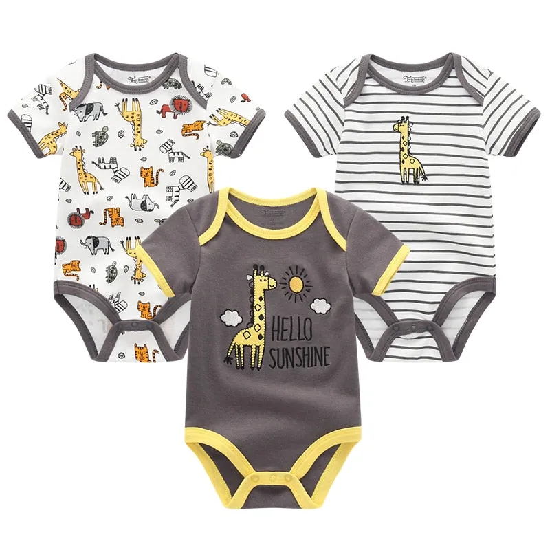 3 Pieces Baby Unisex Cotton Rompers/Jumpsuits