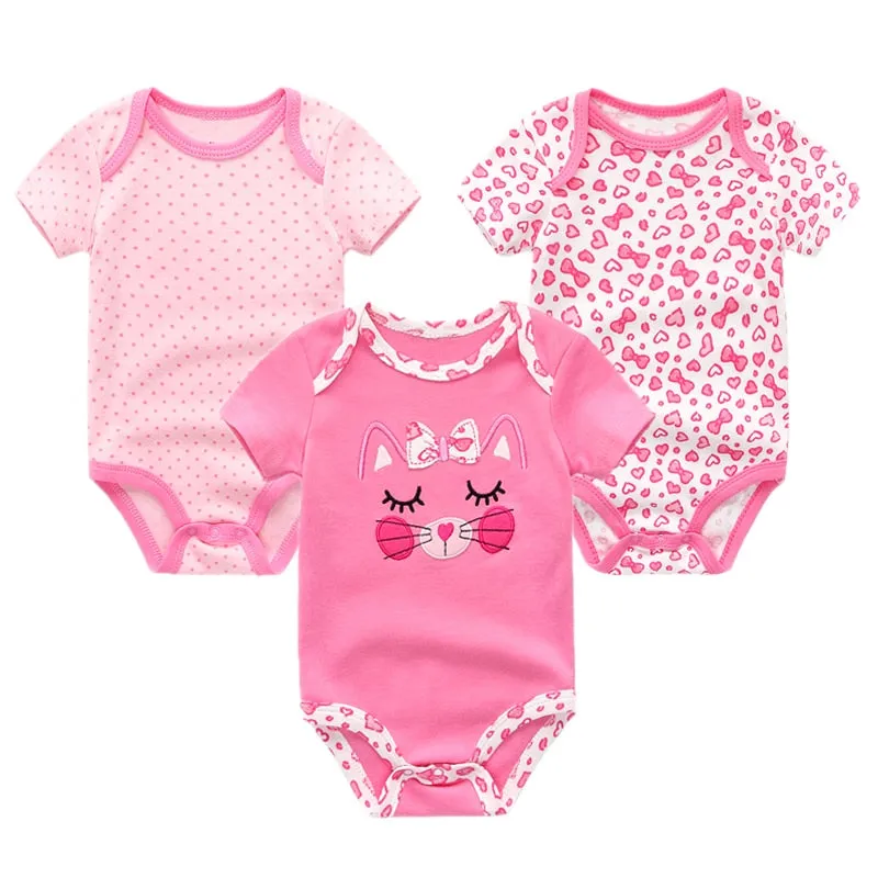 3 Pieces Baby Unisex Cotton Rompers/Jumpsuits