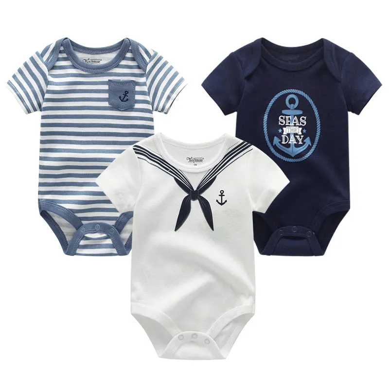 3 Pieces Baby Unisex Cotton Rompers/Jumpsuits