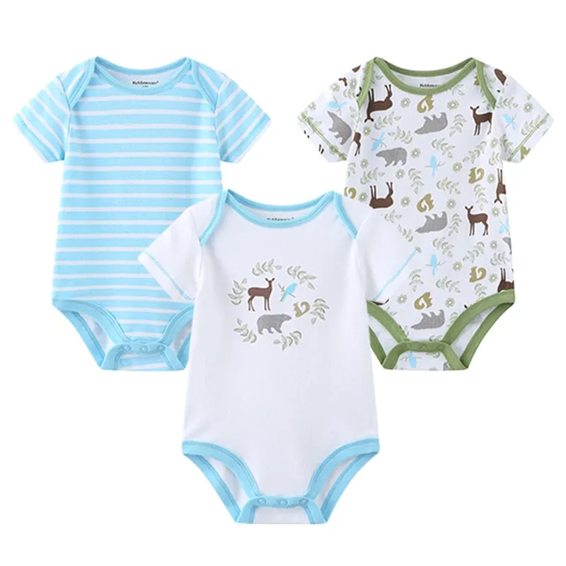 3 Pieces Baby Unisex Cotton Rompers/Jumpsuits