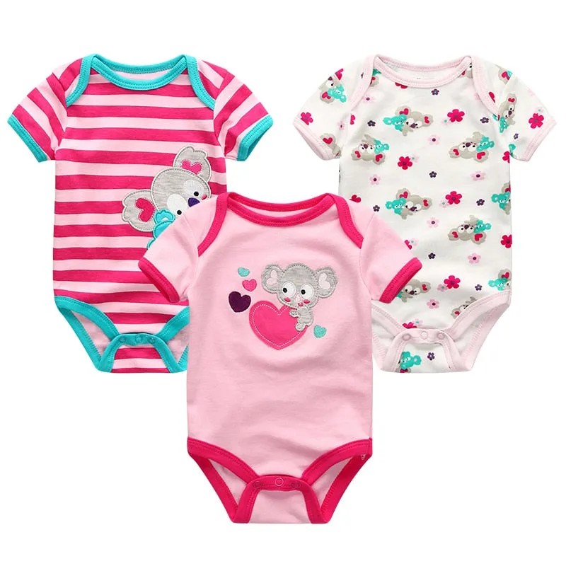 3 Pieces Baby Unisex Cotton Rompers/Jumpsuits