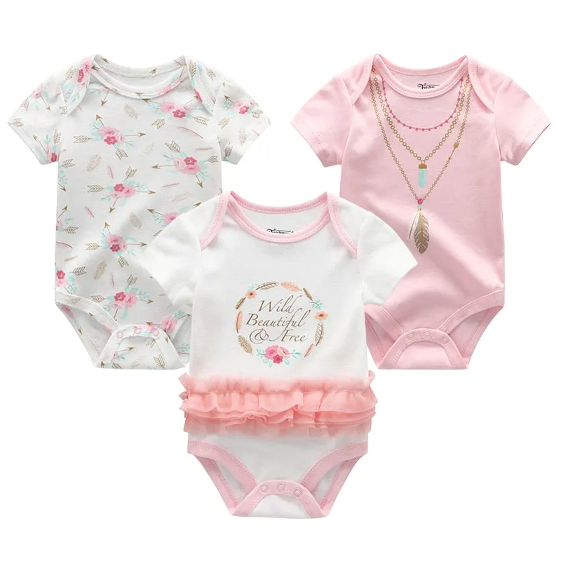 3 Pieces Baby Unisex Cotton Rompers/Jumpsuits