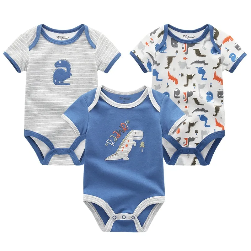 3 Pieces Baby Unisex Cotton Rompers/Jumpsuits