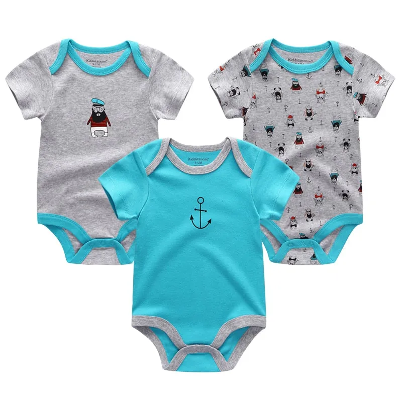 3 Pieces Baby Unisex Cotton Rompers/Jumpsuits