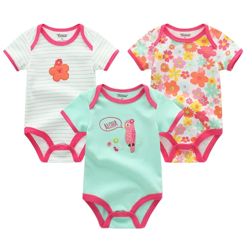 3 Pieces Baby Unisex Cotton Rompers/Jumpsuits