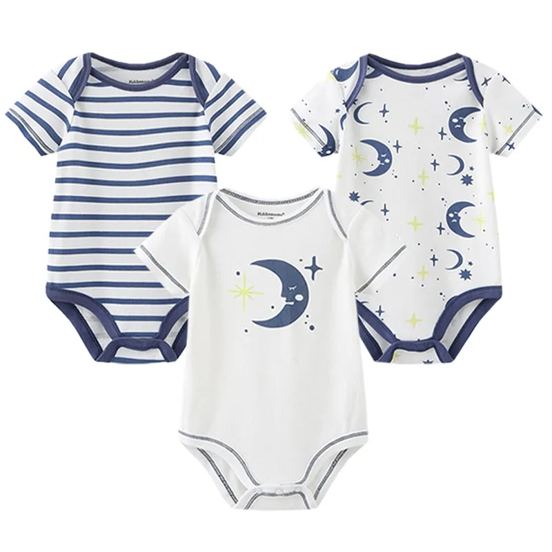 3 Pieces Baby Unisex Cotton Rompers/Jumpsuits