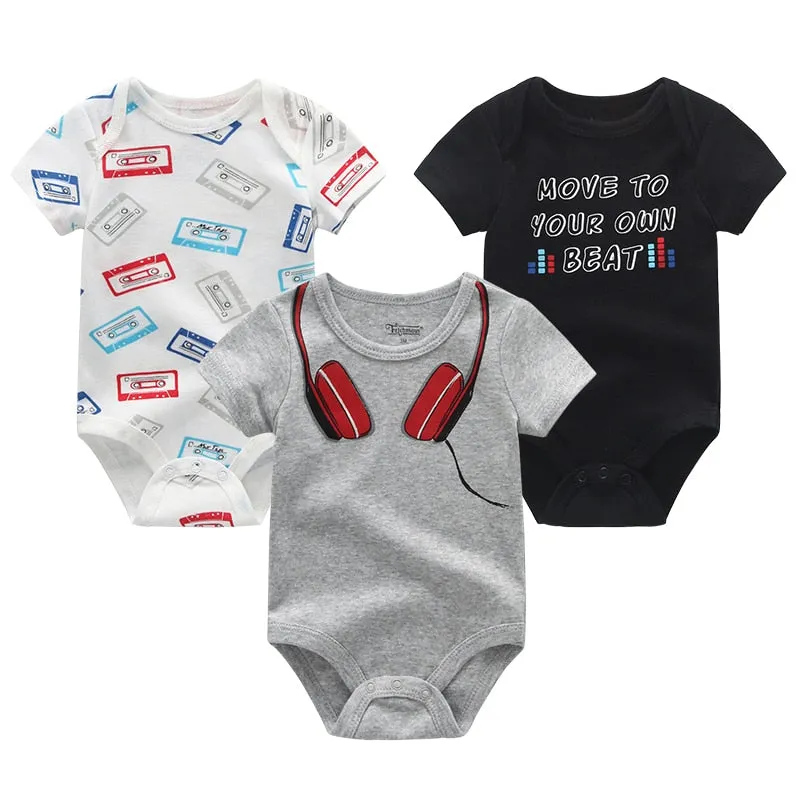 3 Pieces Baby Unisex Cotton Rompers/Jumpsuits