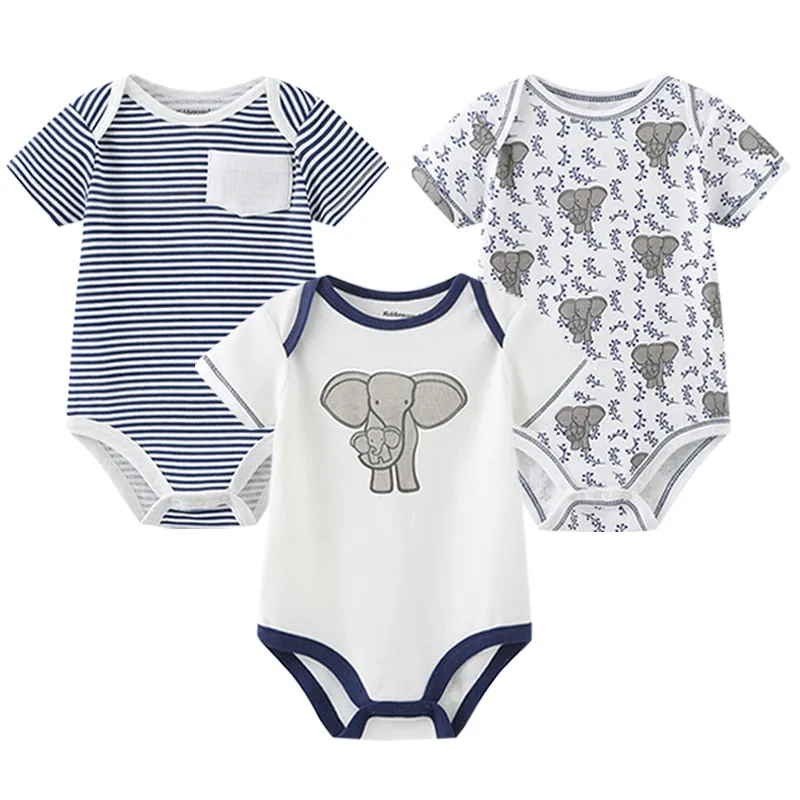 3 Pieces Baby Unisex Cotton Rompers/Jumpsuits