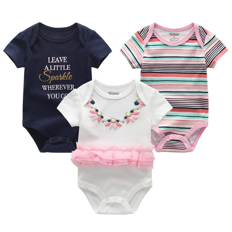 3 Pieces Baby Unisex Cotton Rompers/Jumpsuits