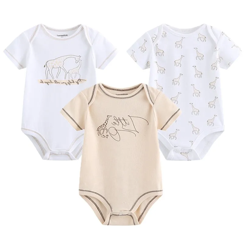 3 Pieces Baby Unisex Cotton Rompers/Jumpsuits