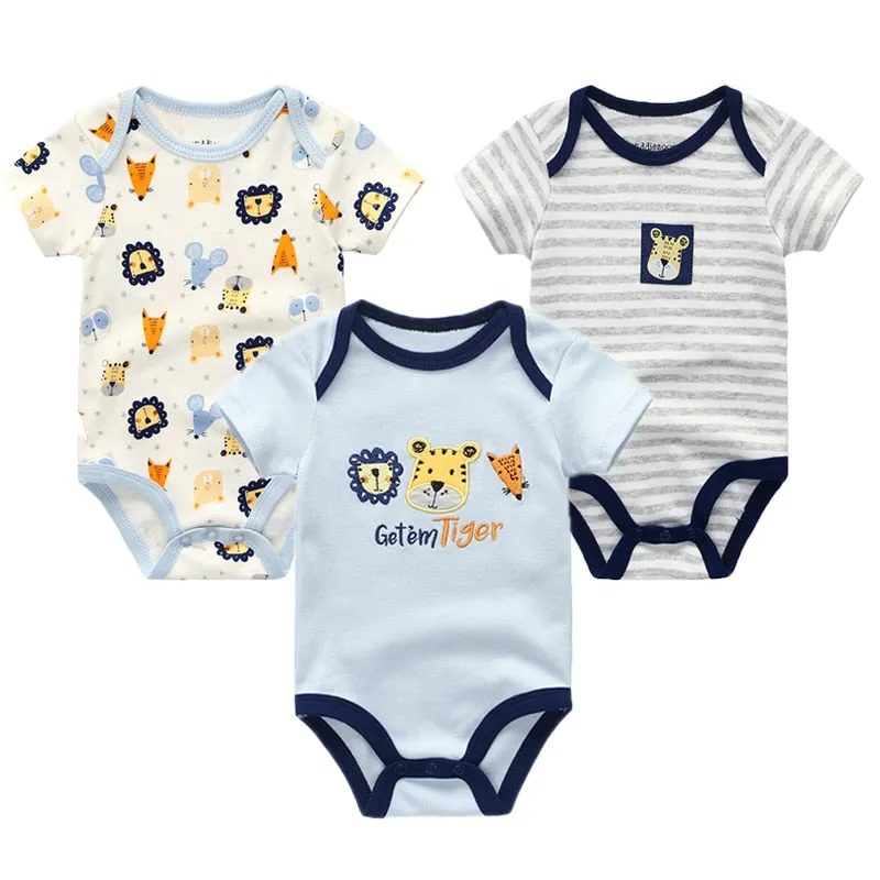 3 Pieces Baby Unisex Cotton Rompers/Jumpsuits