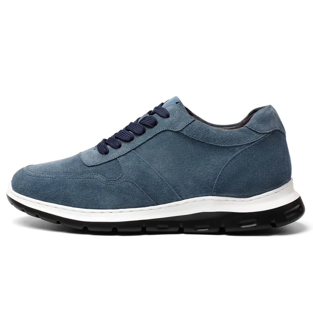 7CM/2.76 Inches CMR CHAMARIPA  Custom-Made Navy Suede Elevator Sneakers for Men