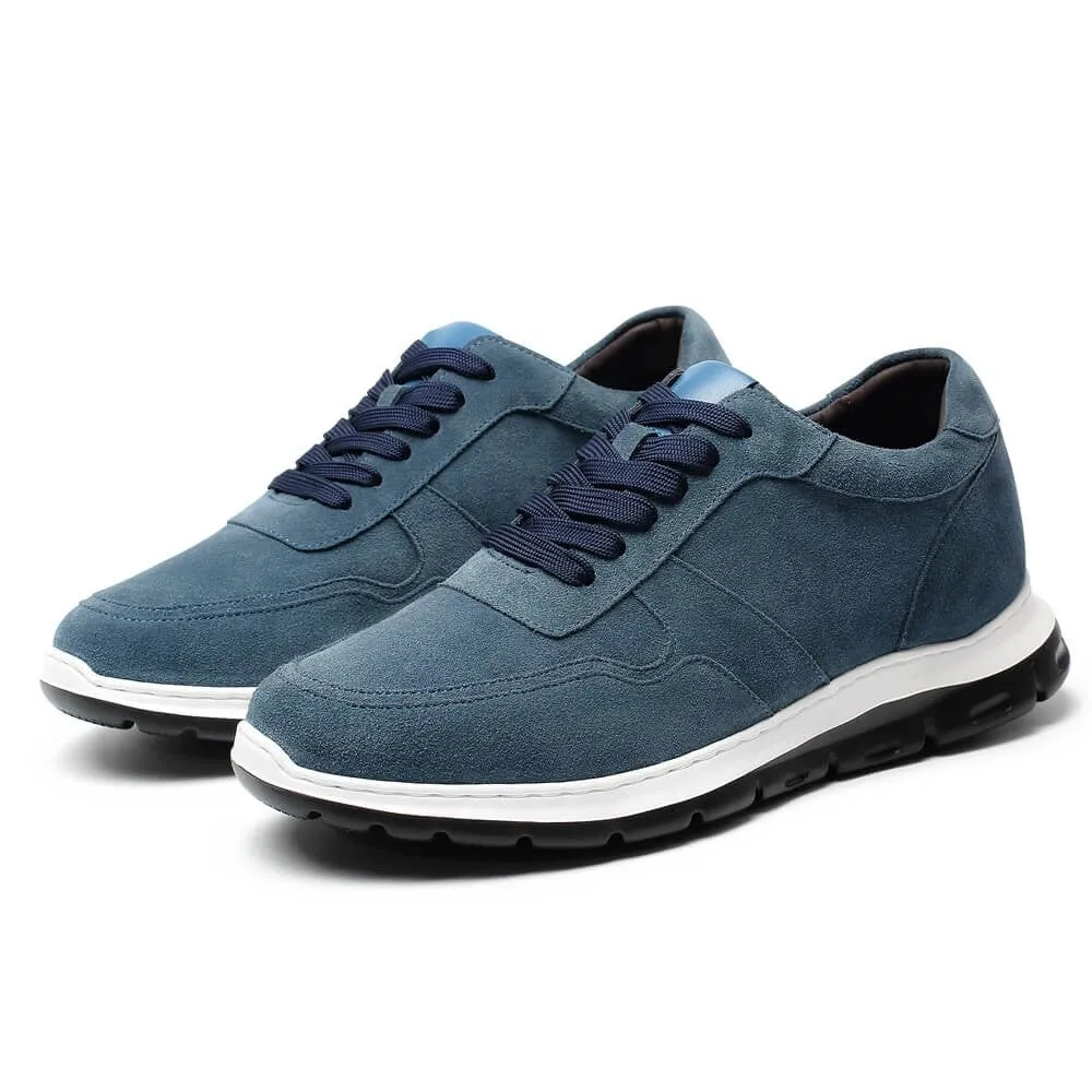 7CM/2.76 Inches CMR CHAMARIPA  Custom-Made Navy Suede Elevator Sneakers for Men