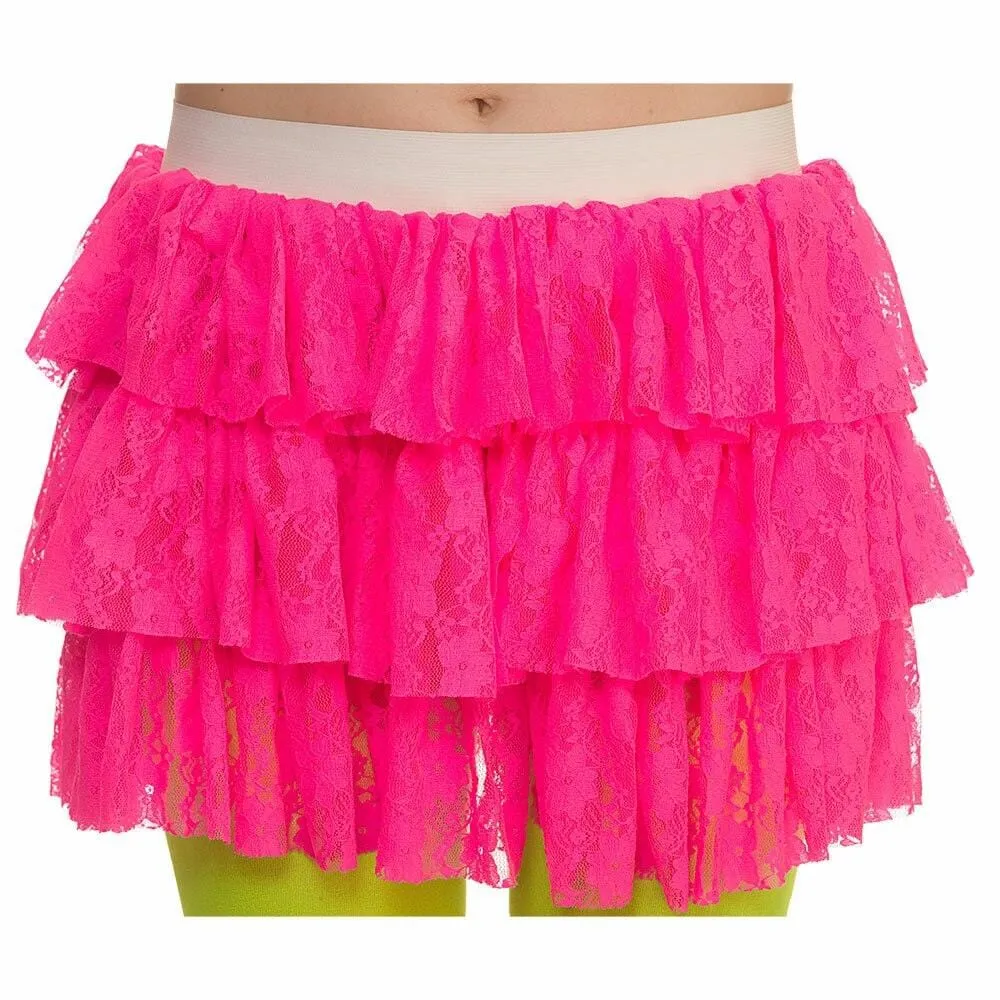 80s Lacy Ra-Ra Skirt Layered Cheerleader Tutu Fancy Dress