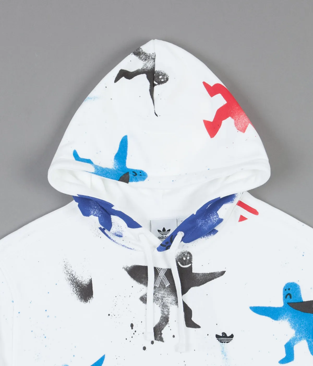 Adidas All Over Print Shmoo Hoodie - White / Black / Scarlet / Bright Cyan