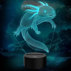 AGWIM 3D Illusion Lamp Axolotl Led Night Light, 16 Colors Changing USB Desk Lamps with Remote Control, Bedroom Decoration Table Lights for Kids Birthday Gifts