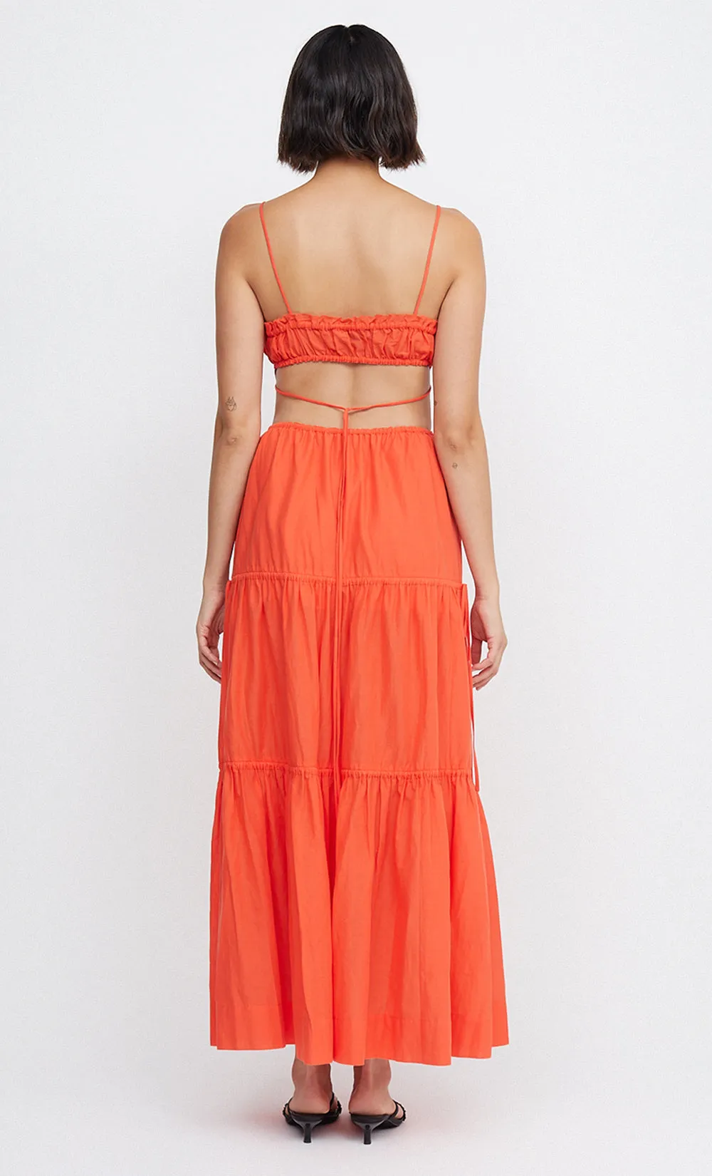 ALEXANDRA TIE MAXI DRESS - FIRE RED