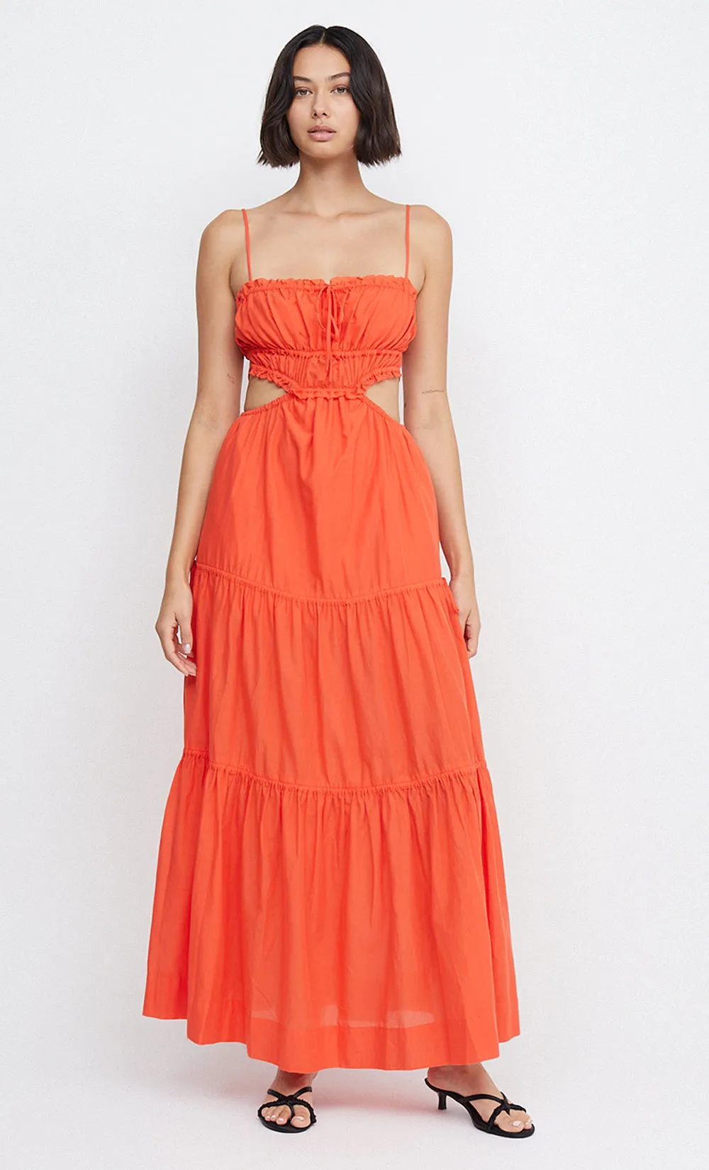 ALEXANDRA TIE MAXI DRESS - FIRE RED