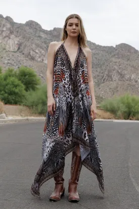 Animal Print Maxi Cocktail Dress