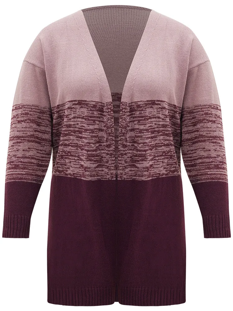 Anti-Pilling Contrast Heather Open Front Cardigan