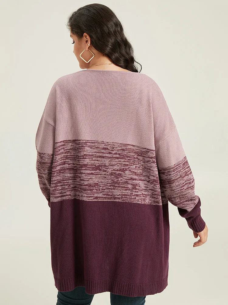 Anti-Pilling Contrast Heather Open Front Cardigan