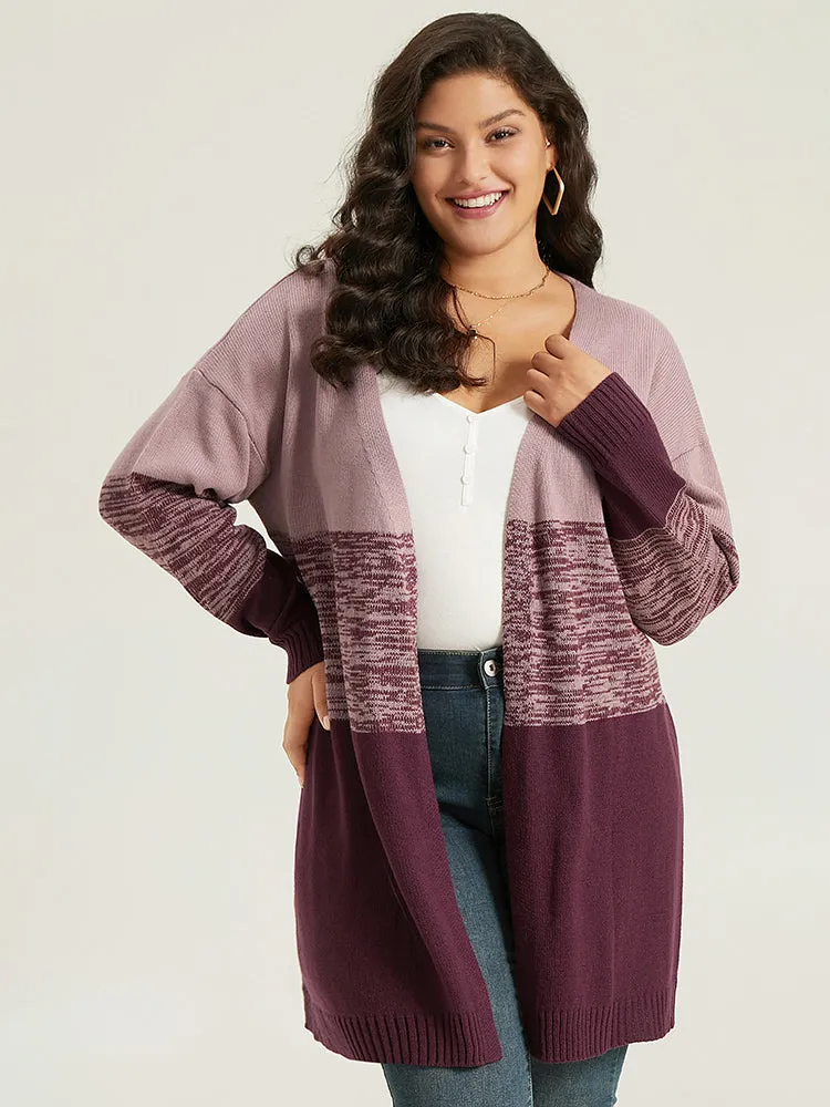 Anti-Pilling Contrast Heather Open Front Cardigan